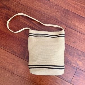 Vintage Etienne Aigner Straw Bucket Bag